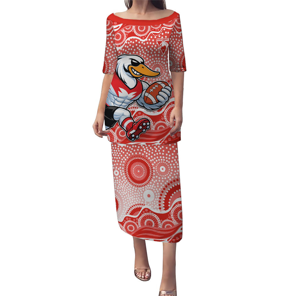 Sydney Swans Puletasi Aboriginal Dot Pattern - Football Mascot Heritage Pride