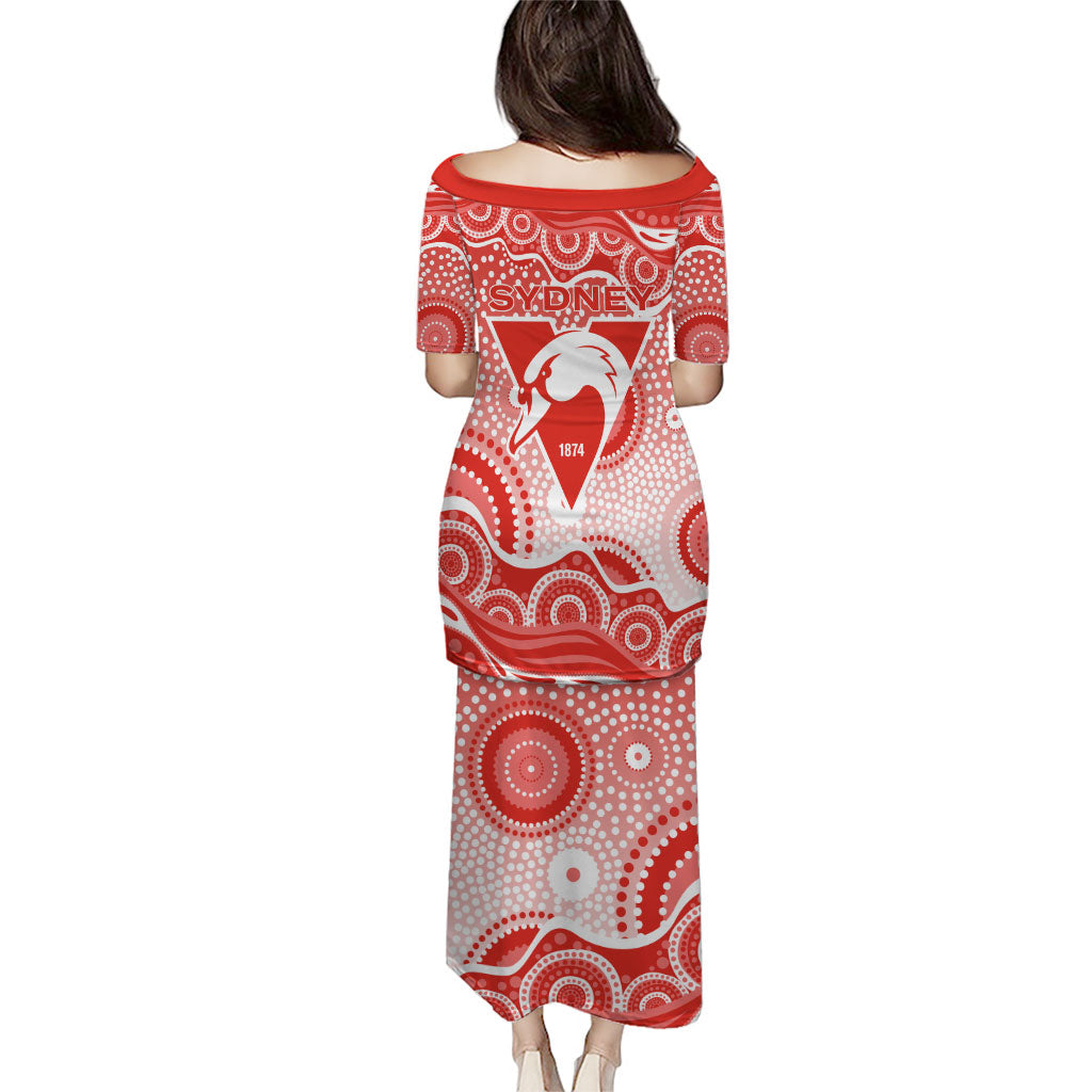 Sydney Swans Puletasi Aboriginal Dot Pattern - Football Mascot Heritage Pride