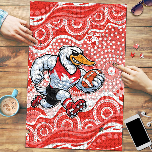 Sydney Swans Puzzle Aboriginal Dot Pattern - Football Mascot Heritage Pride