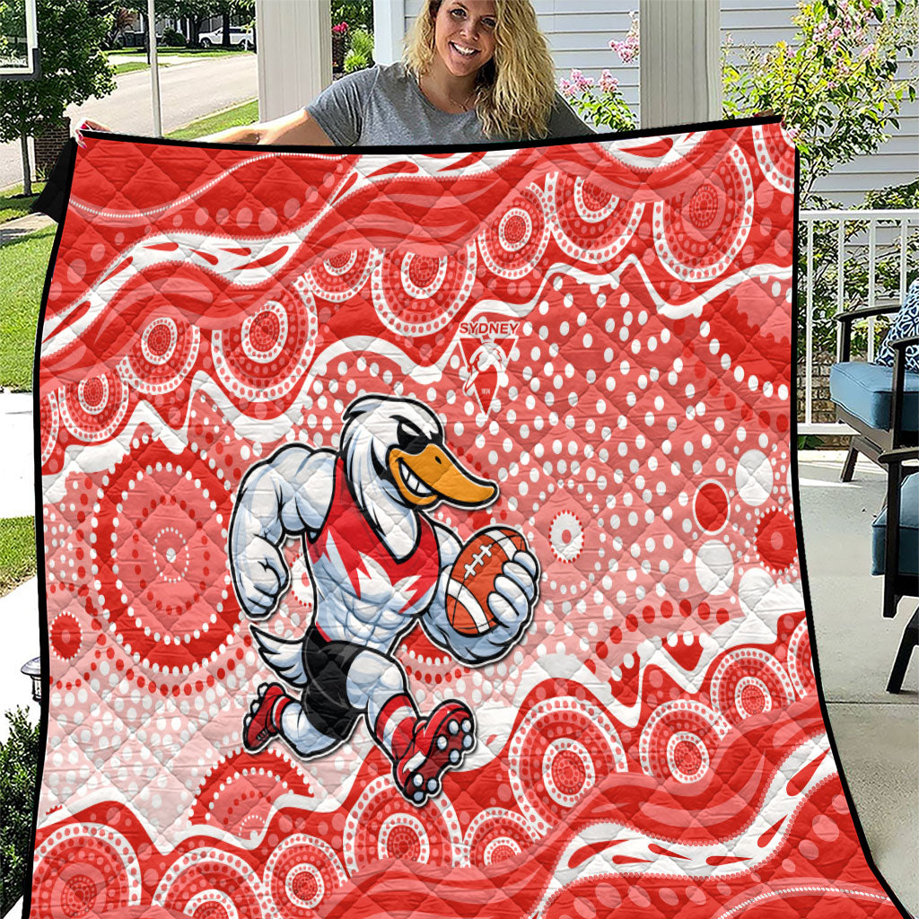 Sydney Swans Quilt Aboriginal Dot Pattern - Football Mascot Heritage Pride