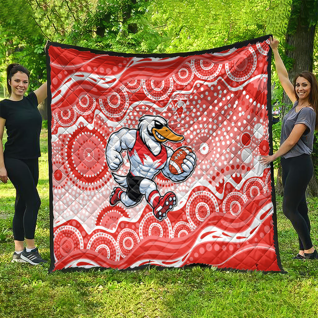 Sydney Swans Quilt Aboriginal Dot Pattern - Football Mascot Heritage Pride