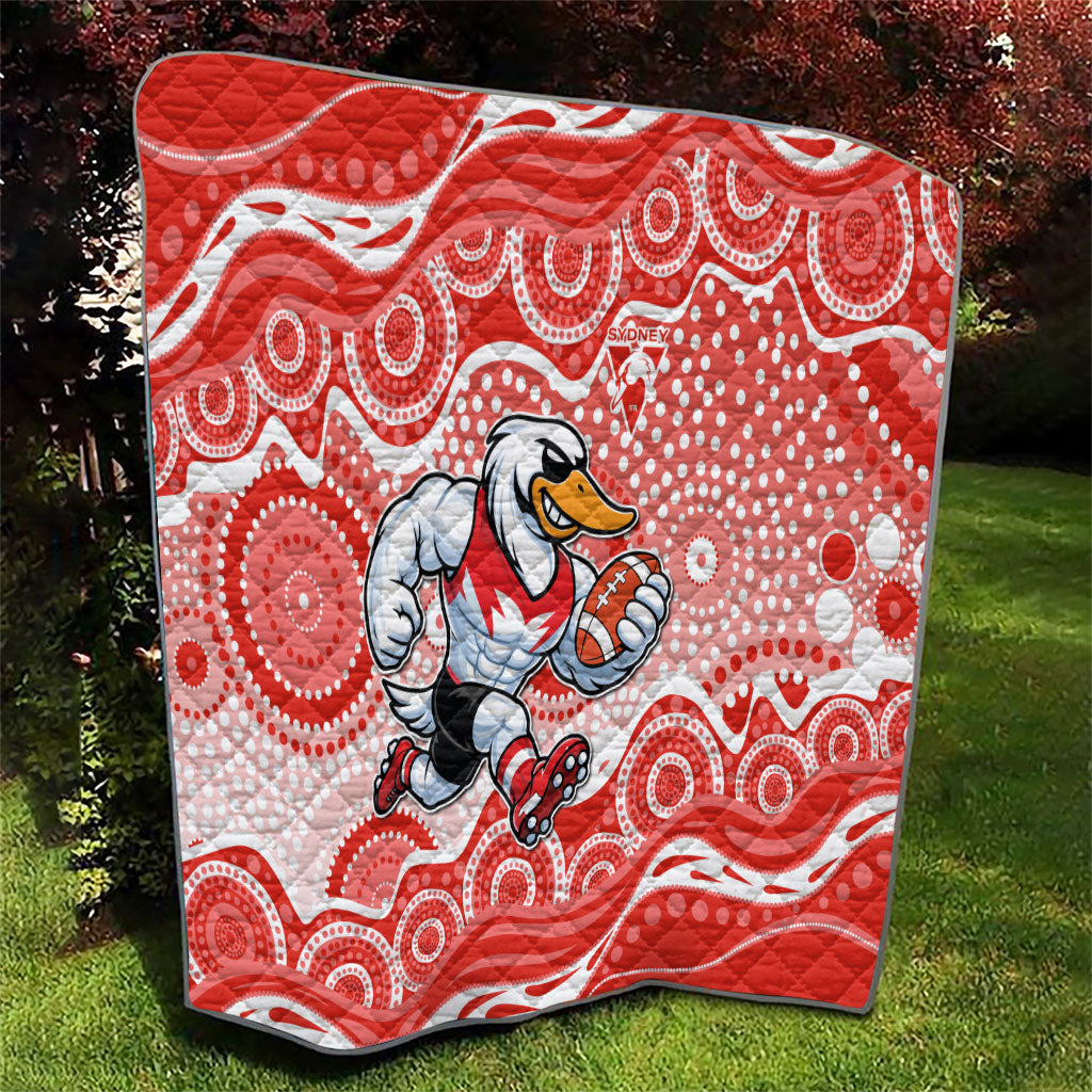 Sydney Swans Quilt Aboriginal Dot Pattern - Football Mascot Heritage Pride