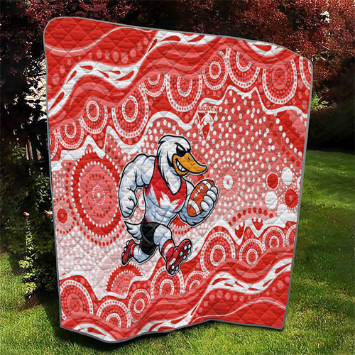 Sydney Swans Quilt Aboriginal Dot Pattern - Football Mascot Heritage Pride