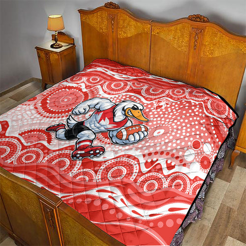 Sydney Swans Quilt Aboriginal Dot Pattern - Football Mascot Heritage Pride