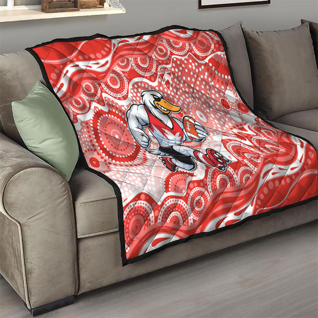 Sydney Swans Quilt Aboriginal Dot Pattern - Football Mascot Heritage Pride