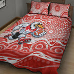 Sydney Swans Quilt Bed Set Aboriginal Dot Pattern - Football Mascot Heritage Pride