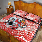 Sydney Swans Quilt Bed Set Aboriginal Dot Pattern - Football Mascot Heritage Pride