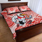 Sydney Swans Quilt Bed Set Aboriginal Dot Pattern - Football Mascot Heritage Pride