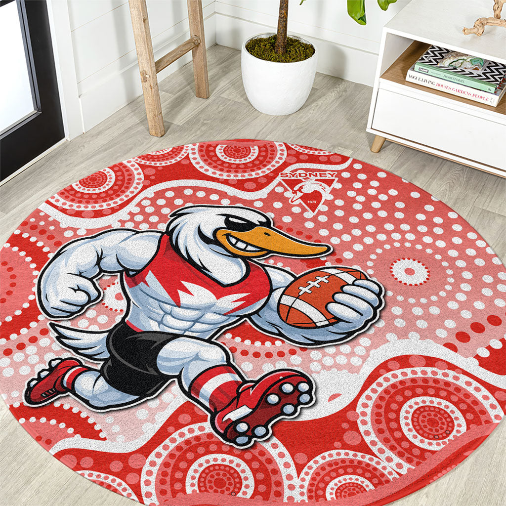Sydney Swans Round Carpet Aboriginal Dot Pattern - Football Mascot Heritage Pride