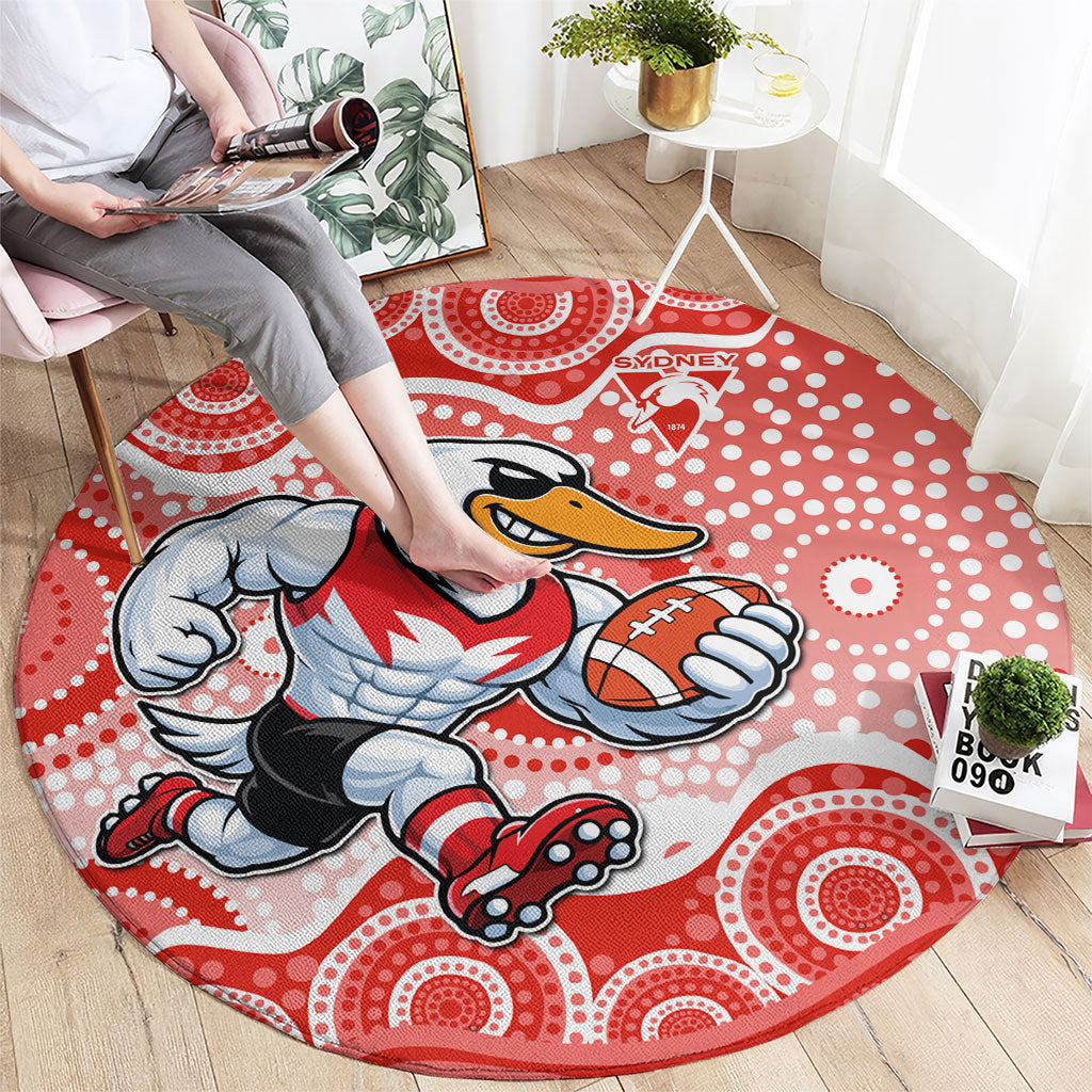 Sydney Swans Round Carpet Aboriginal Dot Pattern - Football Mascot Heritage Pride