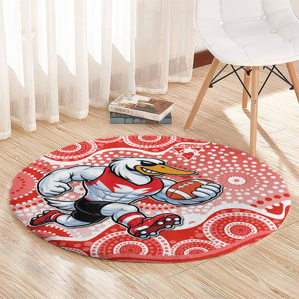 Sydney Swans Round Carpet Aboriginal Dot Pattern - Football Mascot Heritage Pride