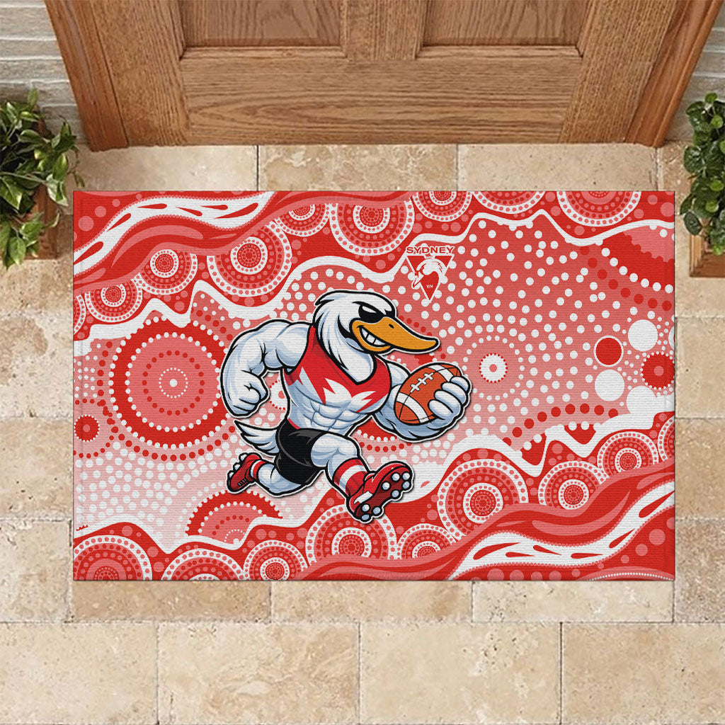 Sydney Swans Rubber Doormat Aboriginal Dot Pattern - Football Mascot Heritage Pride