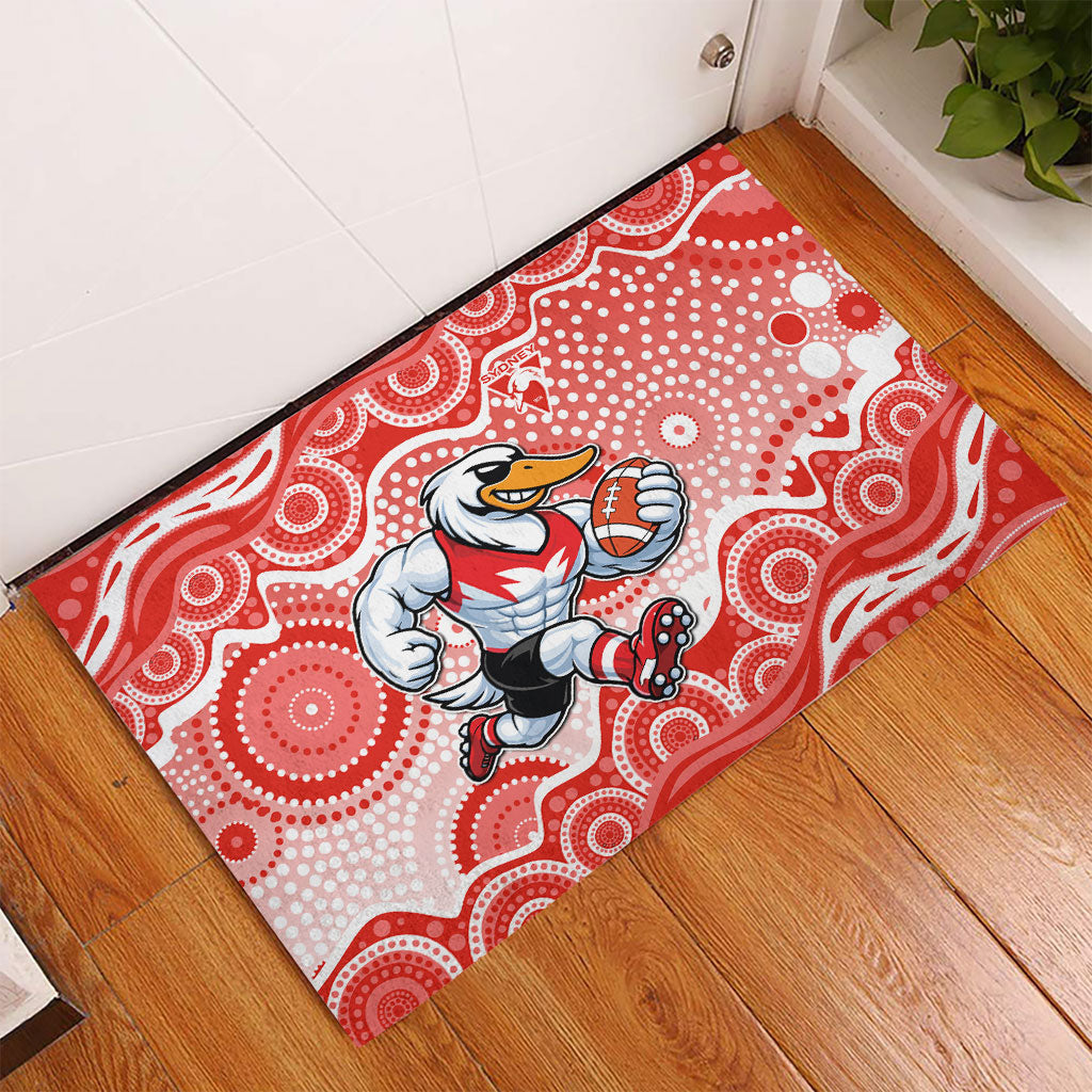 Sydney Swans Rubber Doormat Aboriginal Dot Pattern - Football Mascot Heritage Pride