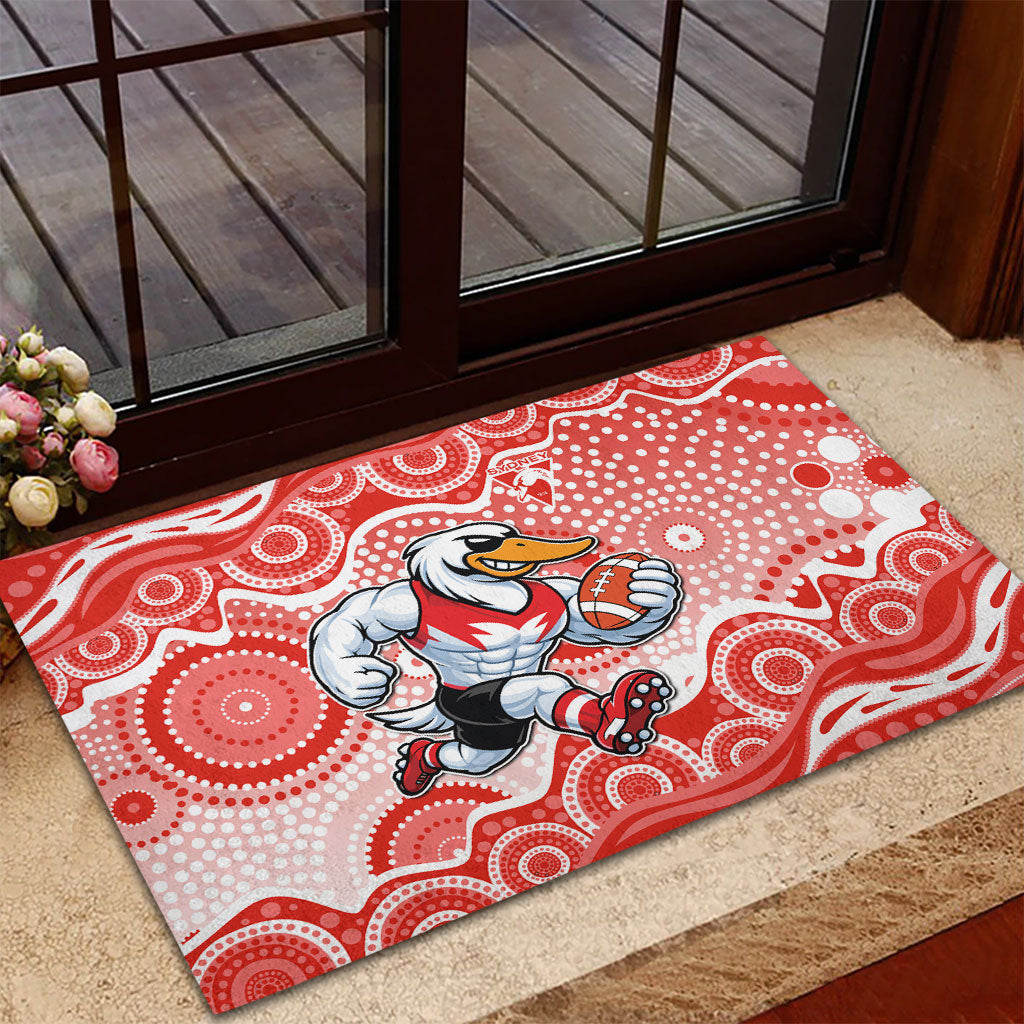 Sydney Swans Rubber Doormat Aboriginal Dot Pattern - Football Mascot Heritage Pride