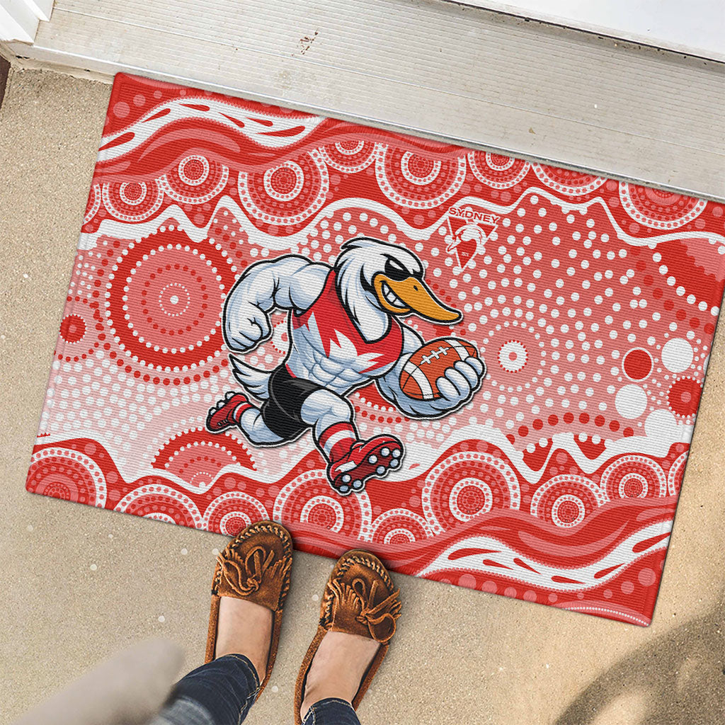 Sydney Swans Rubber Doormat Aboriginal Dot Pattern - Football Mascot Heritage Pride
