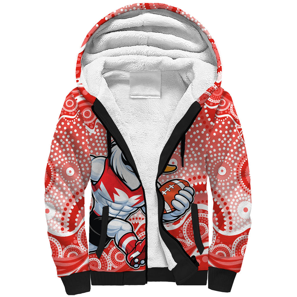 Sydney Swans Sherpa Hoodie Aboriginal Dot Pattern - Football Mascot Heritage Pride