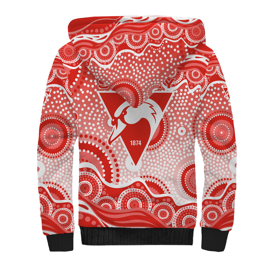 Sydney Swans Sherpa Hoodie Aboriginal Dot Pattern - Football Mascot Heritage Pride