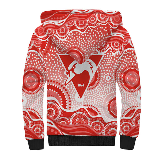 Sydney Swans Sherpa Hoodie Aboriginal Dot Pattern - Football Mascot Heritage Pride