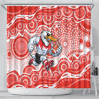 Sydney Swans Shower Curtain Aboriginal Dot Pattern - Football Mascot Heritage Pride