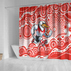 Sydney Swans Shower Curtain Aboriginal Dot Pattern - Football Mascot Heritage Pride