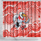 Sydney Swans Shower Curtain Aboriginal Dot Pattern - Football Mascot Heritage Pride