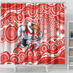 Sydney Swans Shower Curtain Aboriginal Dot Pattern - Football Mascot Heritage Pride
