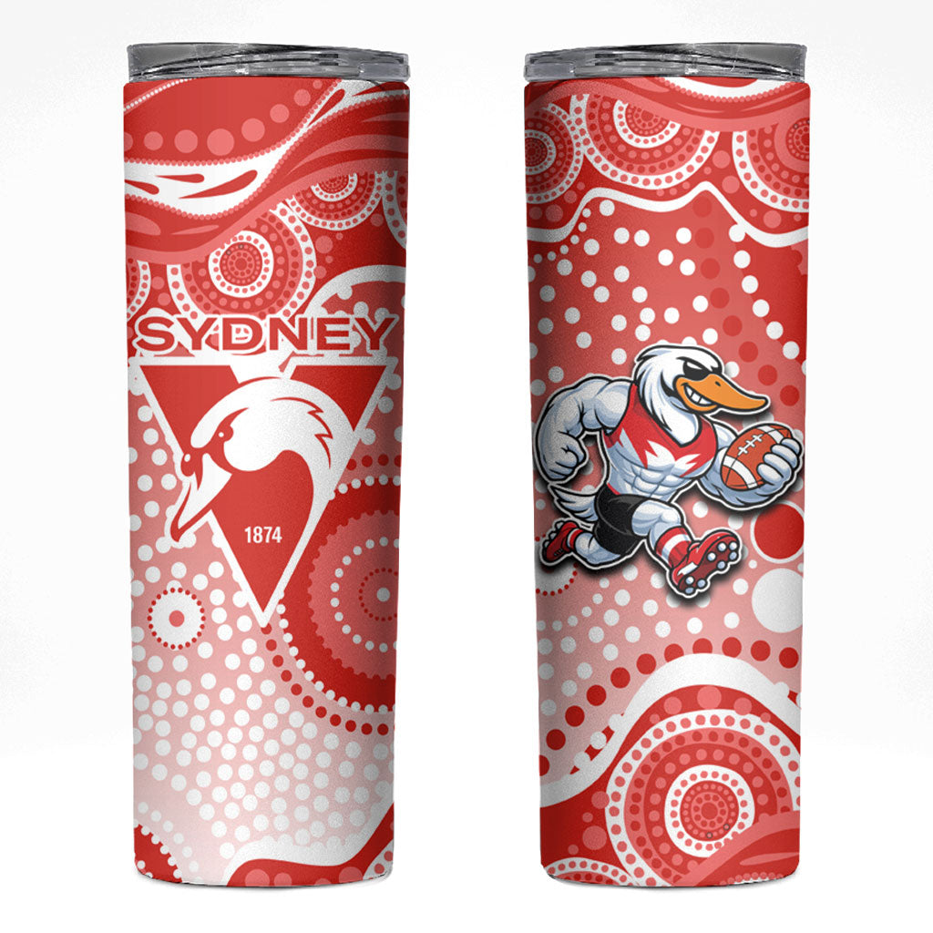 Sydney Swans Skinny Tumbler Aboriginal Dot Pattern - Football Mascot Heritage Pride