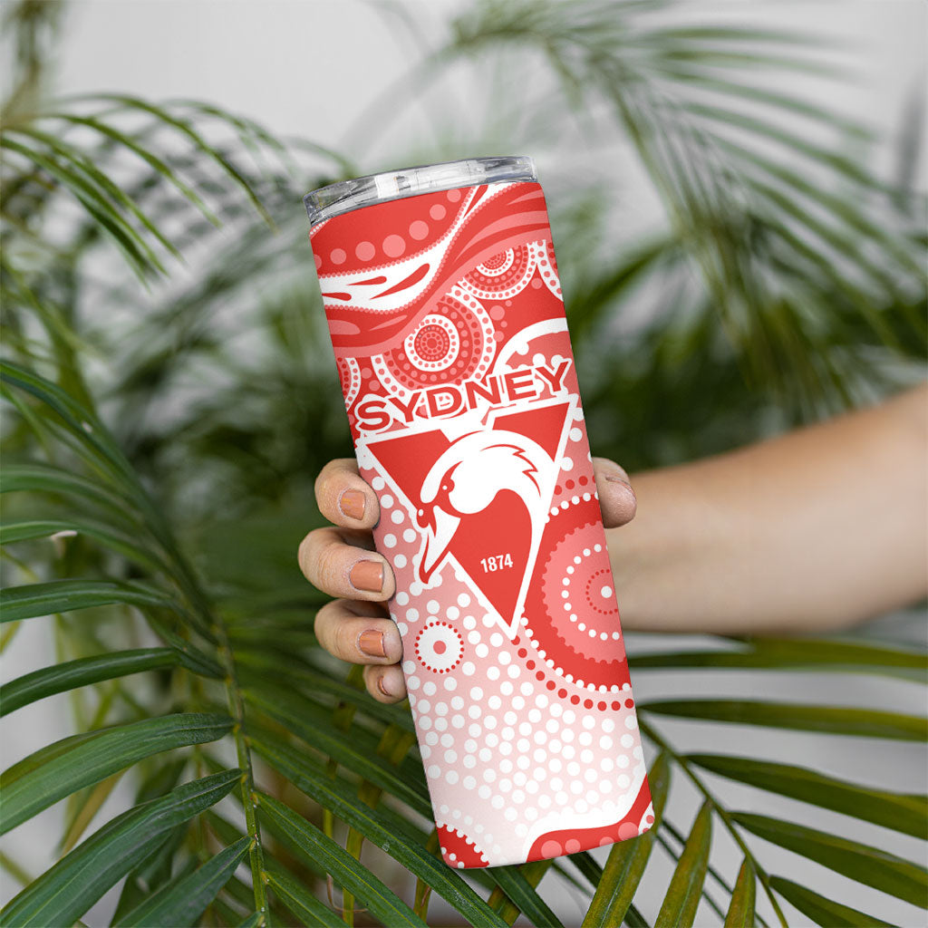 Sydney Swans Skinny Tumbler Aboriginal Dot Pattern - Football Mascot Heritage Pride