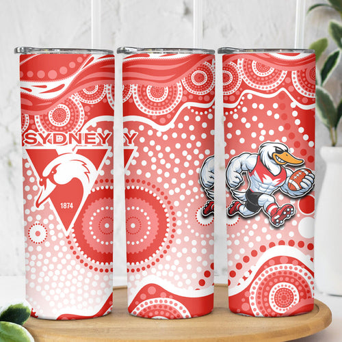 Sydney Swans Skinny Tumbler Aboriginal Dot Pattern - Football Mascot Heritage Pride