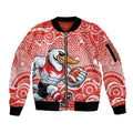 Sydney Swans Sleeve Zip Bomber Jacket Aboriginal Dot Pattern - Football Mascot Heritage Pride