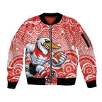 Sydney Swans Sleeve Zip Bomber Jacket Aboriginal Dot Pattern - Football Mascot Heritage Pride