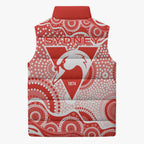 Sydney Swans Sleeveless Puffer Jacket Aboriginal Dot Pattern - Football Mascot Heritage Pride
