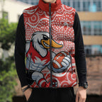 Sydney Swans Sleeveless Puffer Jacket Aboriginal Dot Pattern - Football Mascot Heritage Pride