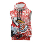 Sydney Swans Sleeveless Zip Hoodie Aboriginal Dot Pattern - Football Mascot Heritage Pride