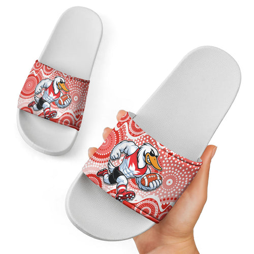 Sydney Swans Slide Sandals Aboriginal Dot Pattern - Football Mascot Heritage Pride