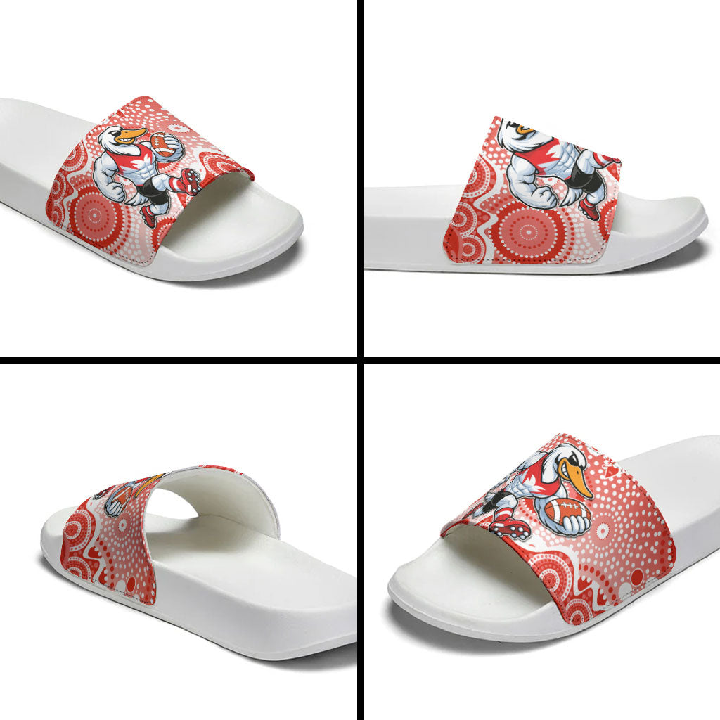 Sydney Swans Slide Sandals Aboriginal Dot Pattern - Football Mascot Heritage Pride