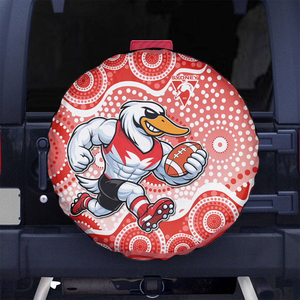 Sydney Swans Spare Tire Cover Aboriginal Dot Pattern - Football Mascot Heritage Pride