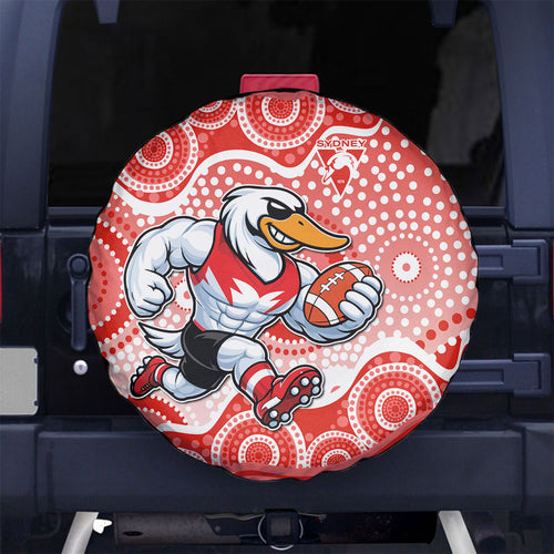 Sydney Swans Spare Tire Cover Aboriginal Dot Pattern - Football Mascot Heritage Pride