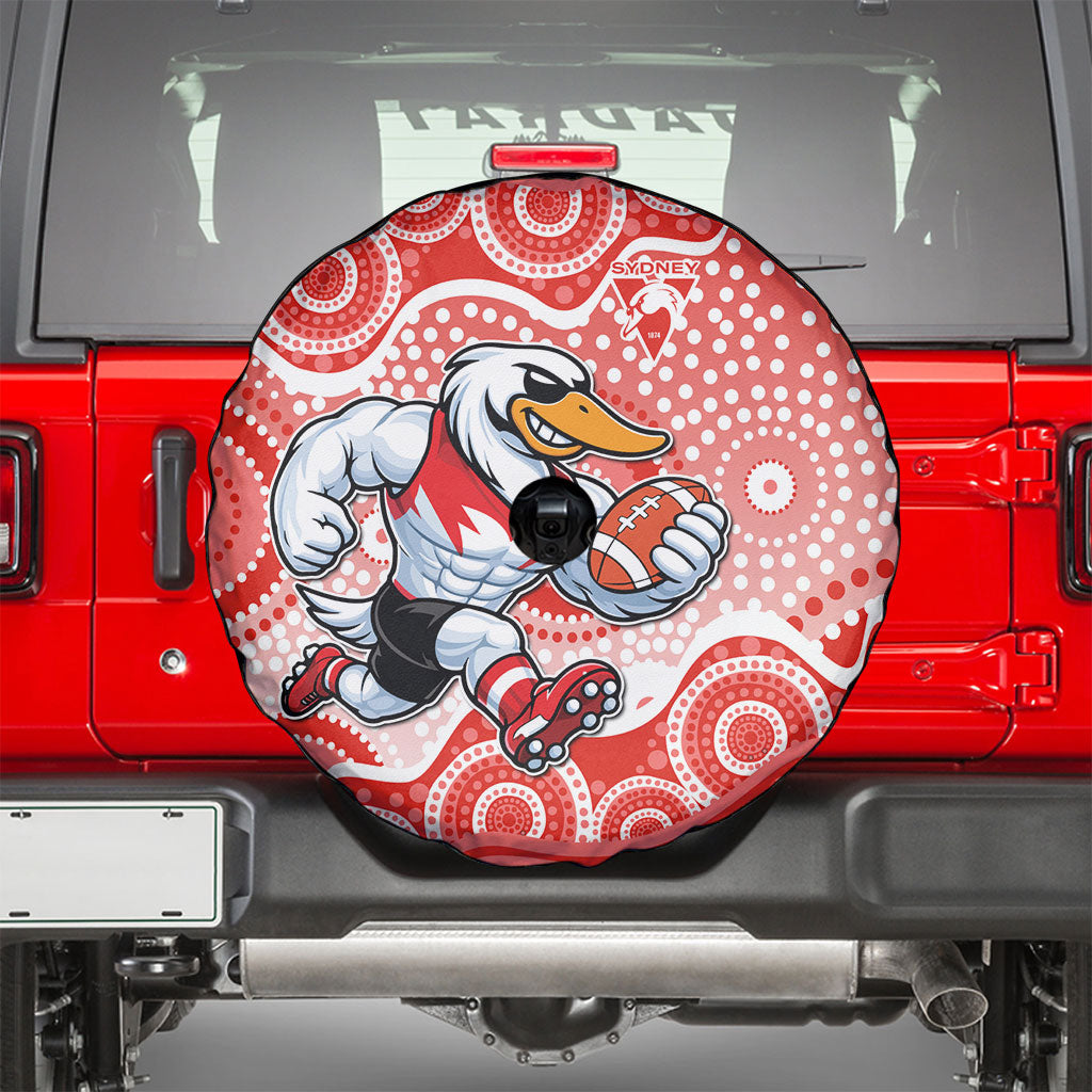 Sydney Swans Spare Tire Cover Aboriginal Dot Pattern - Football Mascot Heritage Pride