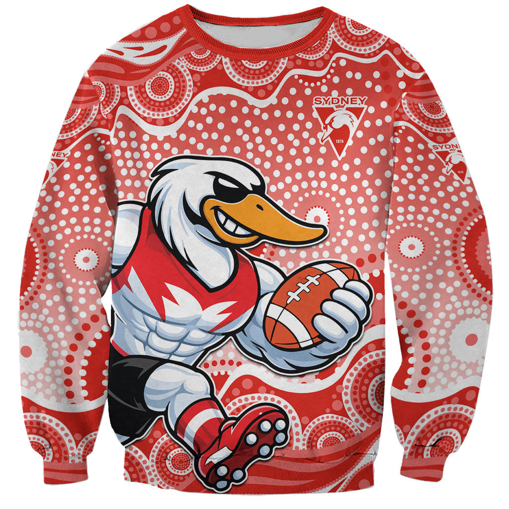Sydney Swans Sweatshirt Aboriginal Dot Pattern - Football Mascot Heritage Pride