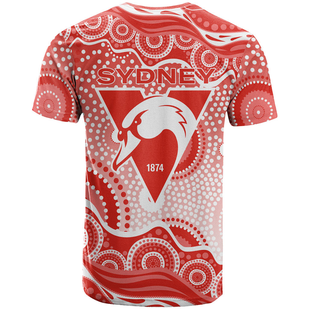 Sydney Swans T Shirt Aboriginal Dot Pattern - Football Mascot Heritage Pride