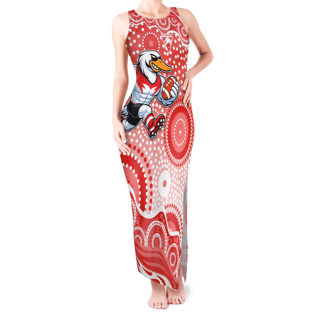 Sydney Swans Tank Maxi Dress Aboriginal Dot Pattern - Football Mascot Heritage Pride