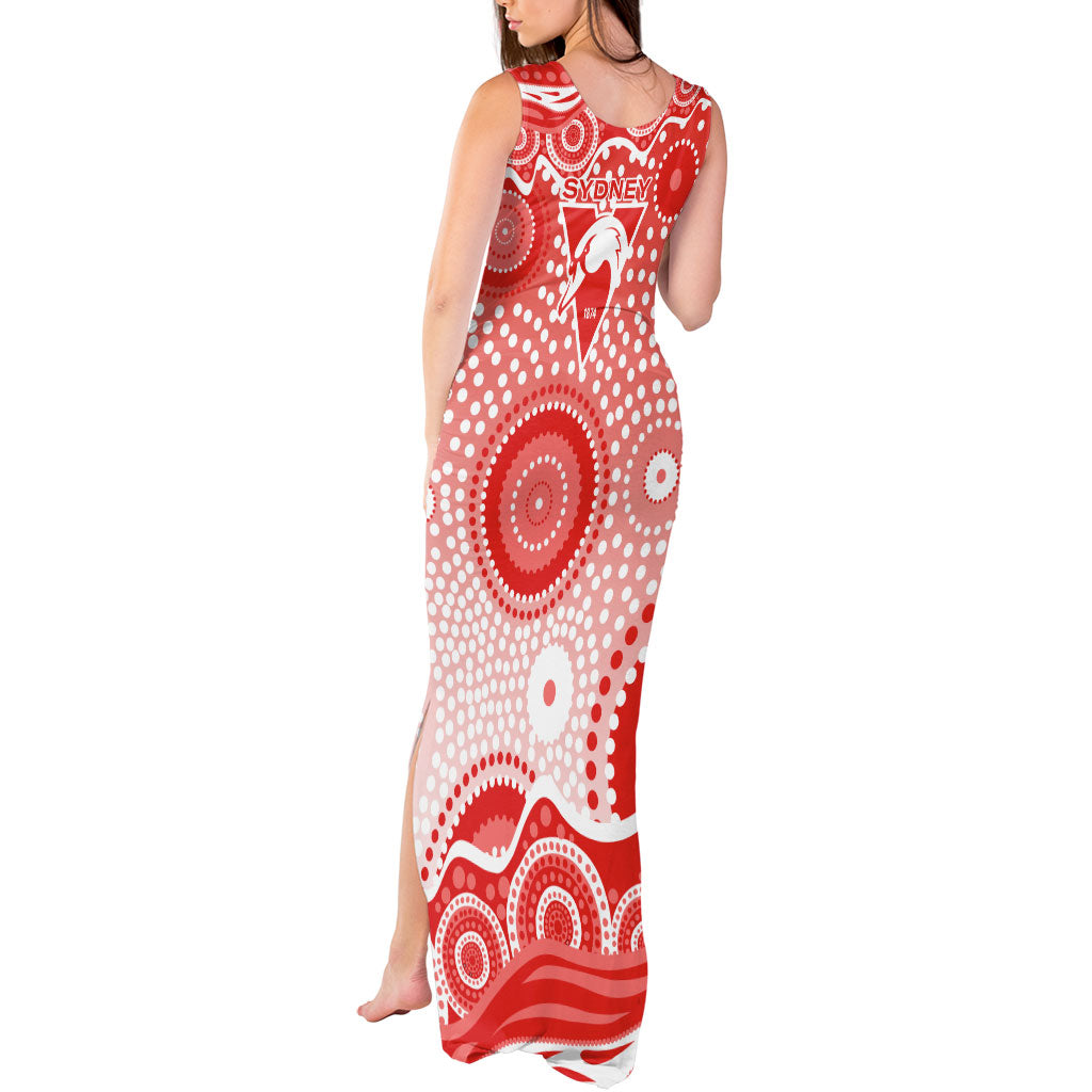 Sydney Swans Tank Maxi Dress Aboriginal Dot Pattern - Football Mascot Heritage Pride