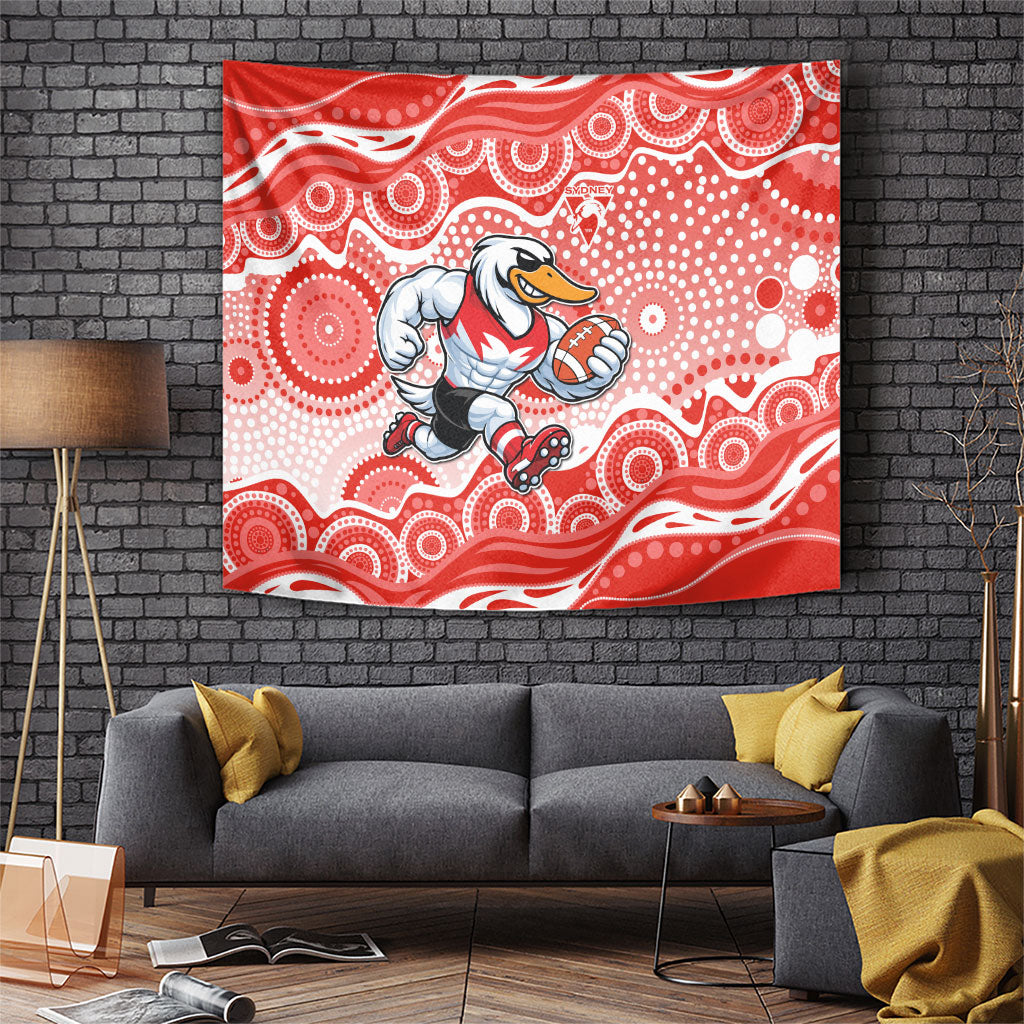 Sydney Swans Tapestry Aboriginal Dot Pattern - Football Mascot Heritage Pride