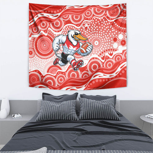 Sydney Swans Tapestry Aboriginal Dot Pattern - Football Mascot Heritage Pride
