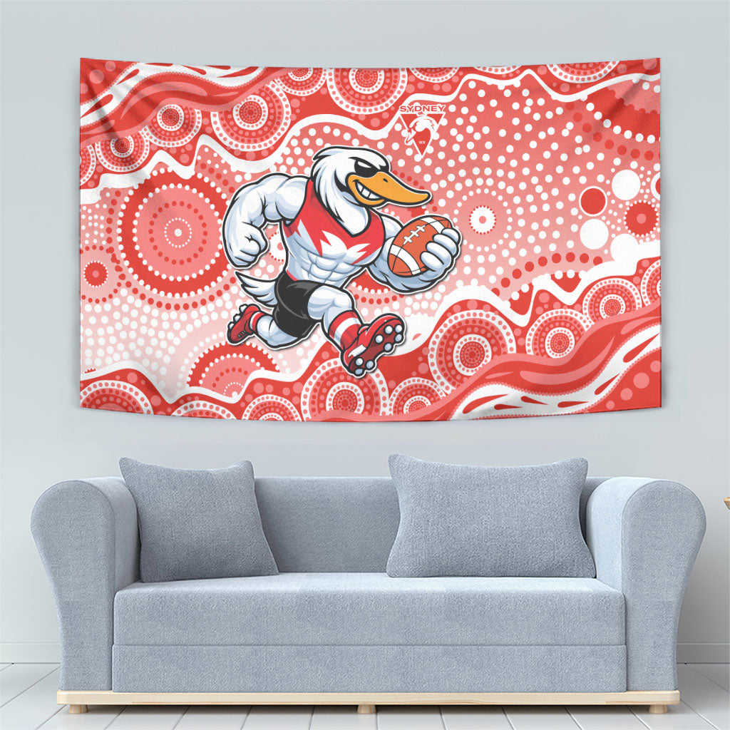 Sydney Swans Tapestry Aboriginal Dot Pattern - Football Mascot Heritage Pride