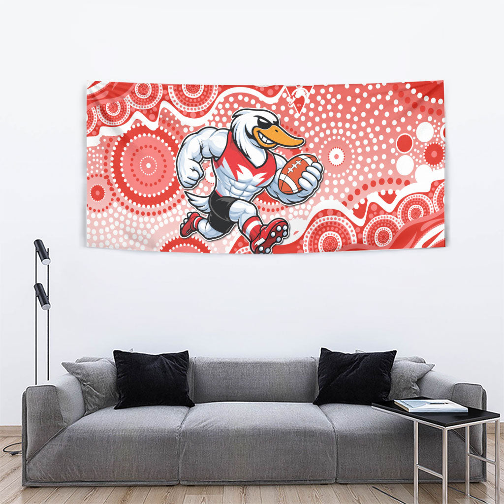 Sydney Swans Tapestry Aboriginal Dot Pattern - Football Mascot Heritage Pride