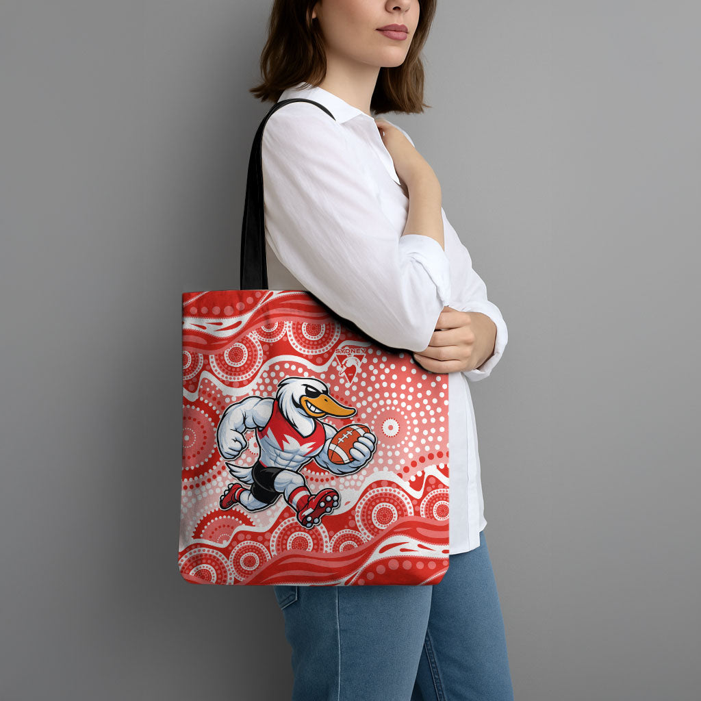 Sydney Swans Tote Bag Aboriginal Dot Pattern - Football Mascot Heritage Pride