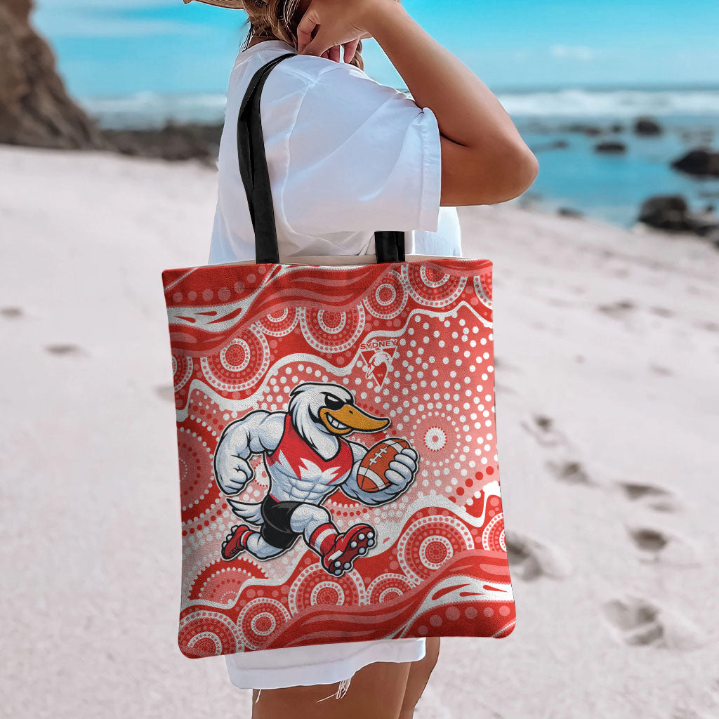 Sydney Swans Tote Bag Aboriginal Dot Pattern - Football Mascot Heritage Pride