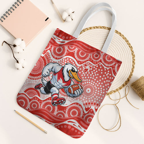 Sydney Swans Tote Bag Aboriginal Dot Pattern - Football Mascot Heritage Pride